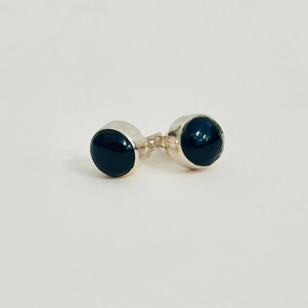 Echoes of Equilibrium: Silver Earrings with Black Onyx Center