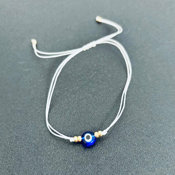 White Thread Bracelet with Chalcedony Eye: Emotional Balance Stone
