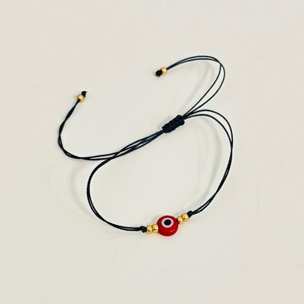 Black Thread Bracelet with Cherry Topaz Eye: Touch of Fire, A Breath of Calm