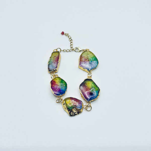 Iridescent Soul: Golden Bracelet with Rainbow-Hued Stones