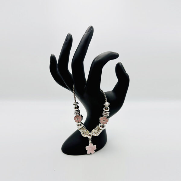 Rose of Light: Silver Bracelet with Carved Calcite Roses