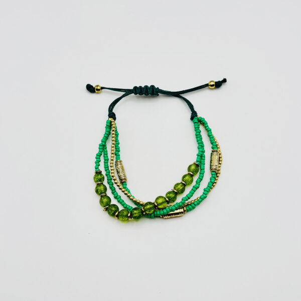 Hope & Harmony: Black Thread Bracelet with Jade, Fluorite & Golden Accents