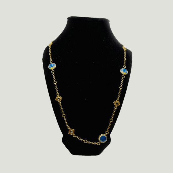 Celestial Elegance: Lapis Lazuli & Gold-Tone Chain Necklace