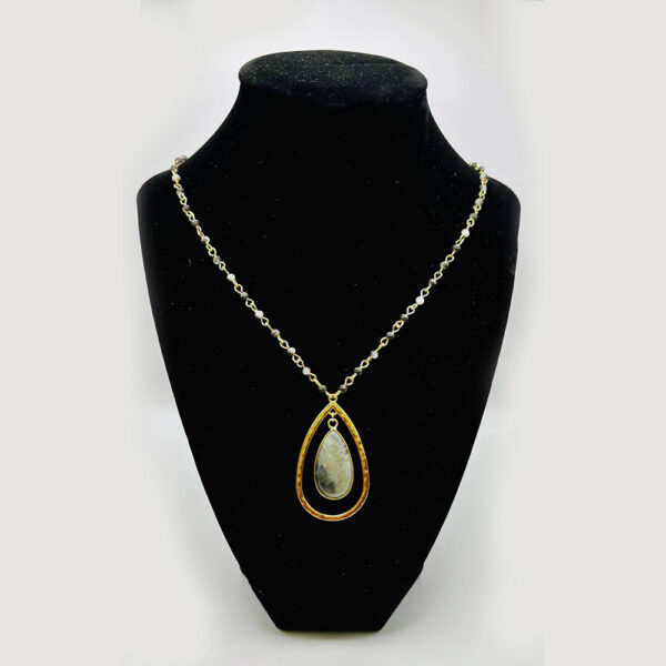 Tribute to Inner Radiance: Golden Teardrop Necklace with Green Kunzite Pendant
