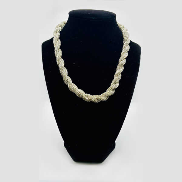 Silver Rope Necklace with Zirconia Accents